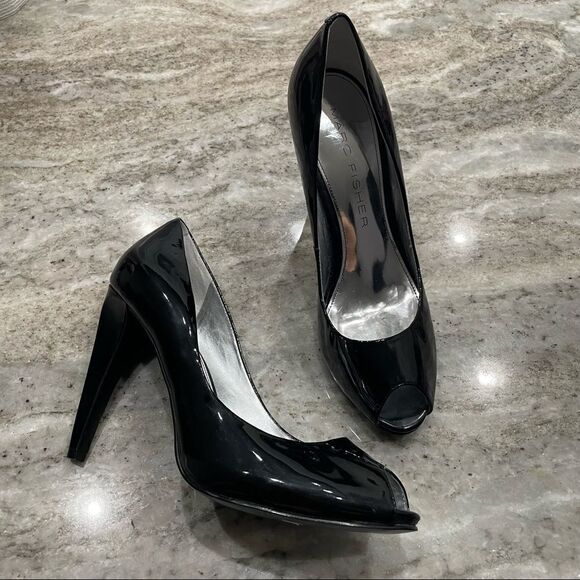 Marc Fisher Black Endless Peep-Toe Heels Size 8.5 - Picture 1 of 7